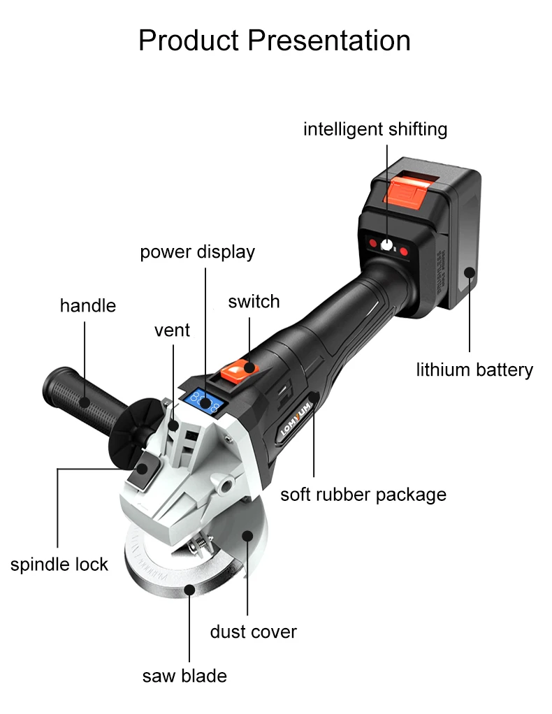 LOMVUM 21V Cordless Angle Grinder Lithium-Ion Power Tools Brushless Angle Grinder For Polishing Cutting Machine Woodworking
LOMVUM 21V Cordless Angle Grinder Lithium-Ion Power Tools Brushless Angle Grinder For Polishing Cutting Machine Woodworking