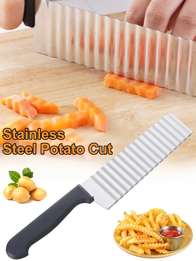 Stainless Steel Potato Chip Slicer Dough Vegetable Fruit Crinkle Knife Handle Chopper French Fry Maker Kitchen Tools Hot Sale
Stainless Steel Potato Chip Slicer Dough Vegetable Fruit Crinkle Knife Handle Chopper French Fry Maker Kitchen Tools Hot Sale