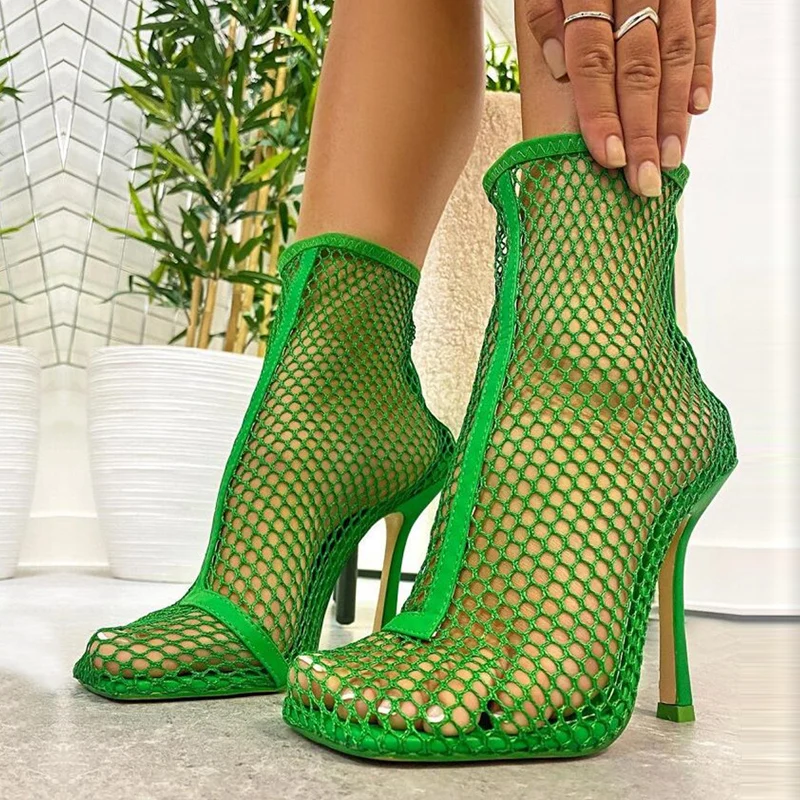 Spring Summer New Sexy Mesh Ankle Boots For Women Green Heels Pumps Sandals Fashion Square Toe Zip Ladies Party Shoes
Spring Summer New Sexy Mesh Ankle Boots For Women Green Heels Pumps Sandals Fashion Square Toe Zip Ladies Party Shoes