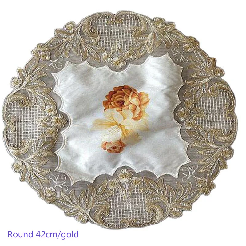 Luxury lace round gold embroidery place table mat cloth pad cup mug doily dining tea coaster Christmas wedding placemat kitchen
Luxury lace round gold embroidery place table mat cloth pad cup mug doily dining tea coaster Christmas wedding placemat kitchen