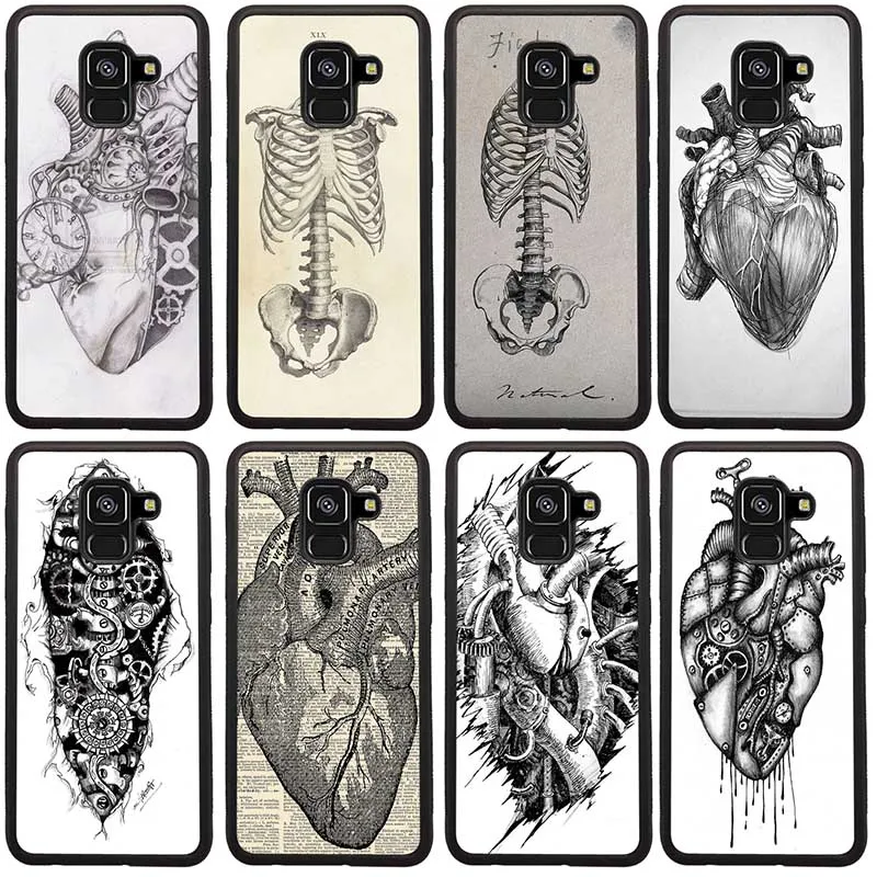 Hard PC TPU Case for Samsung Galaxy Note 8 9 10 20 S6 S7 S8 S10 S10E S20 Plus Pro Edge Vintage Medical Anatomical Heart Diagram | Мобильные