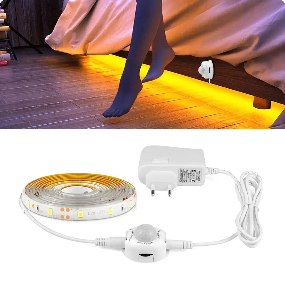 

Wireless PIR Motion Sensor LED Under Cabinet Light DC12V LED Strip Kitchen Bedside Decoration Night lamp Tape 1M 2M 3M 4M 5M