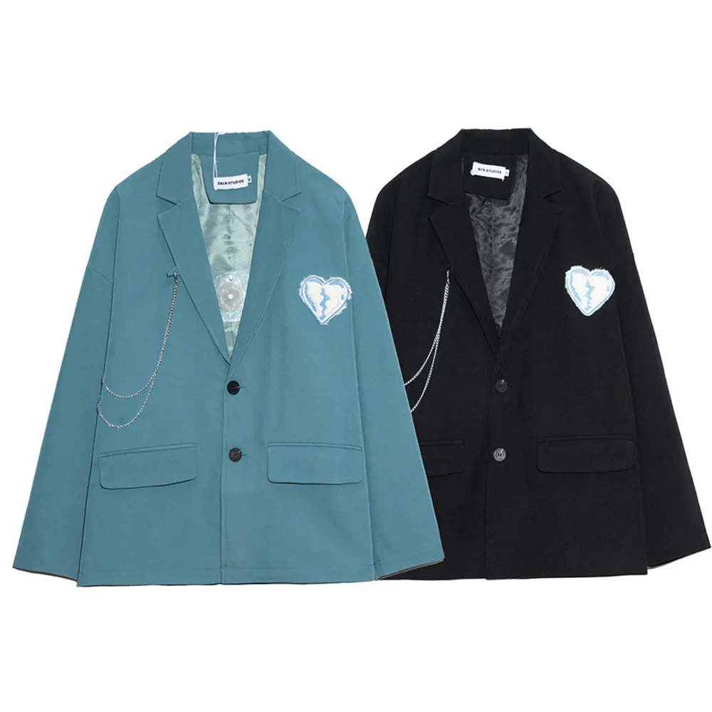 Blazers Men with Fashion Chains Couples Unisex Embroidery Heart Harajuku High Street Korean Men Leisure Suits Loose
Blazers Men with Fashion Chains Couples Unisex Embroidery Heart Harajuku High Street Korean Men Leisure Suits Loose