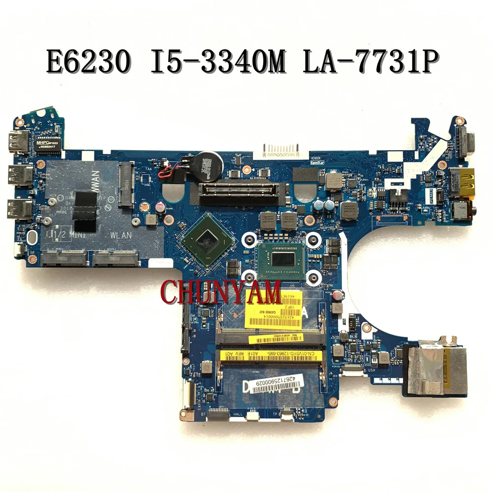 Материнская плата для ноутбука Dell Latitude E6230 модель AQM00 I5 3340M SR0XB LA 7731P 1V5YD системная
