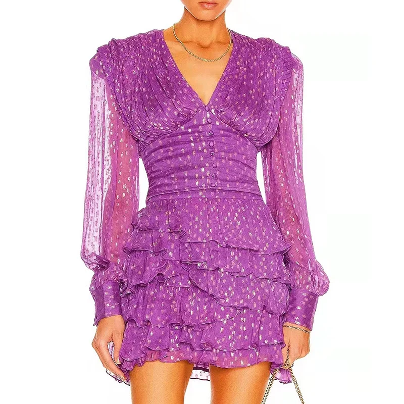 EDGLuLu Two Piece Set Women Deep V-neck Crop Top +cascading Ruffle Skirt Mesh Polka Dot Black Purple Suit 2 Piece Sets 1020
EDGLuLu Two Piece Set Women Deep V-neck Crop Top +cascading Ruffle Skirt Mesh Polka Dot Black Purple Suit 2 Piece Sets 1020