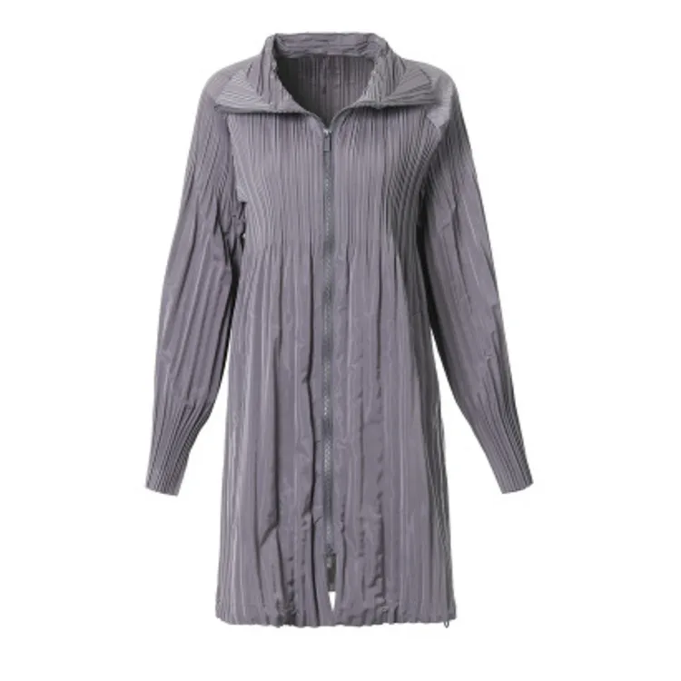 Fashion Tide New Fashion Turn Down Collar Pleated Zipper Overcoat Female's Black Gray Full Sleeve Trench Vestido YF375
Fashion Tide New Fashion Turn Down Collar Pleated Zipper Overcoat Female's Black Gray Full Sleeve Trench Vestido YF375