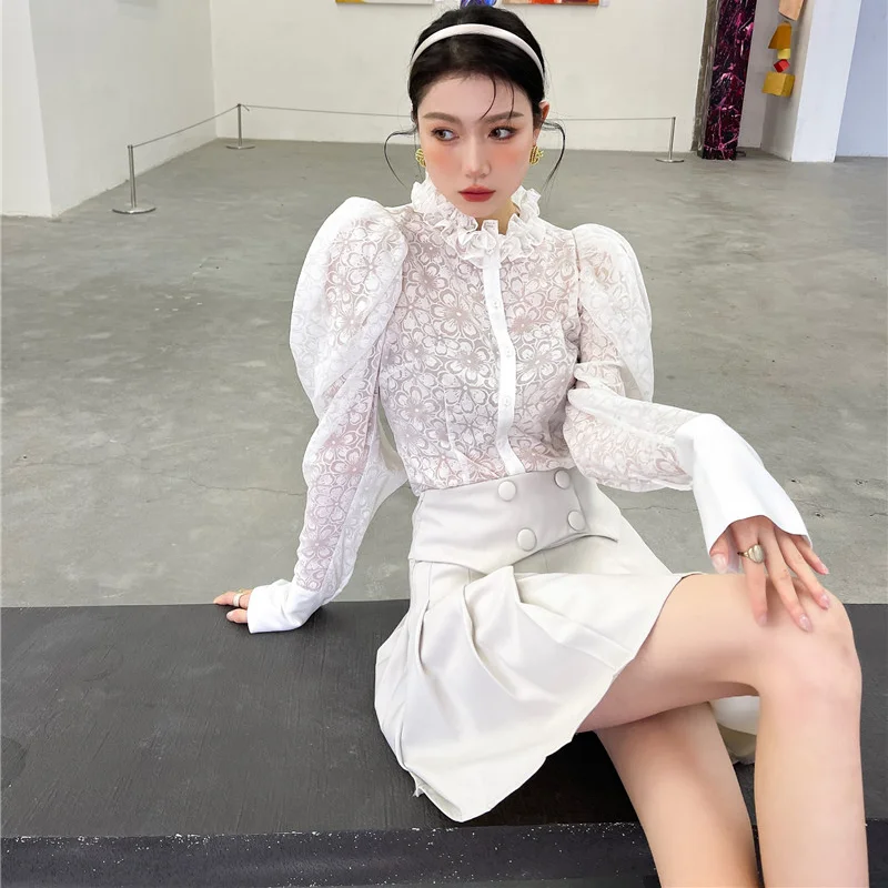 Kimotimo White Print Puff Sleeve Blouse Women Summer Sweet Transparent Long Sleeve Tops 2021 Korean Design Button Up Shirt Blusa
Kimotimo White Print Puff Sleeve Blouse Women Summer Sweet Transparent Long Sleeve Tops 2021 Korean Design Button Up Shirt Blusa