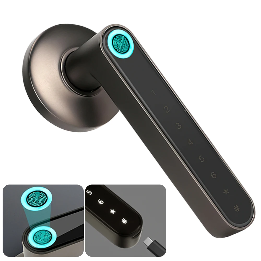 Smart Door Lock Fingerprint Handle Lock Rechargeable Bluetooth App Control Electronic Password Locks For Bedroom House
Smart Door Lock Fingerprint Handle Lock Rechargeable Bluetooth App Control Electronic Password Locks For Bedroom House