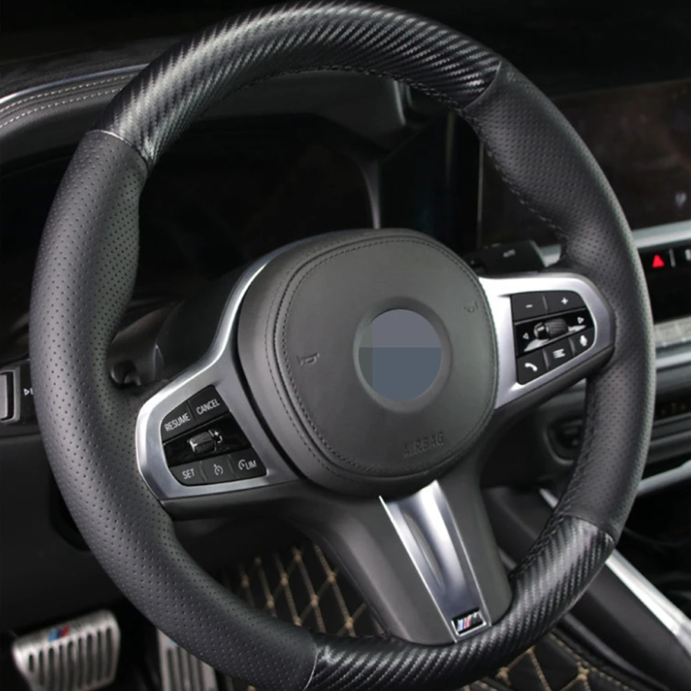 Car Steering Wheel Cover Soft Black Carbon Fiber Leather For BMW M Sport G30 G31 G32 G20 G21 G14 G15 G16 X3 G01 X4 G02 X5 G05
Car Steering Wheel Cover Soft Black Carbon Fiber Leather For BMW M Sport G30 G31 G32 G20 G21 G14 G15 G16 X3 G01 X4 G02 X5 G05
