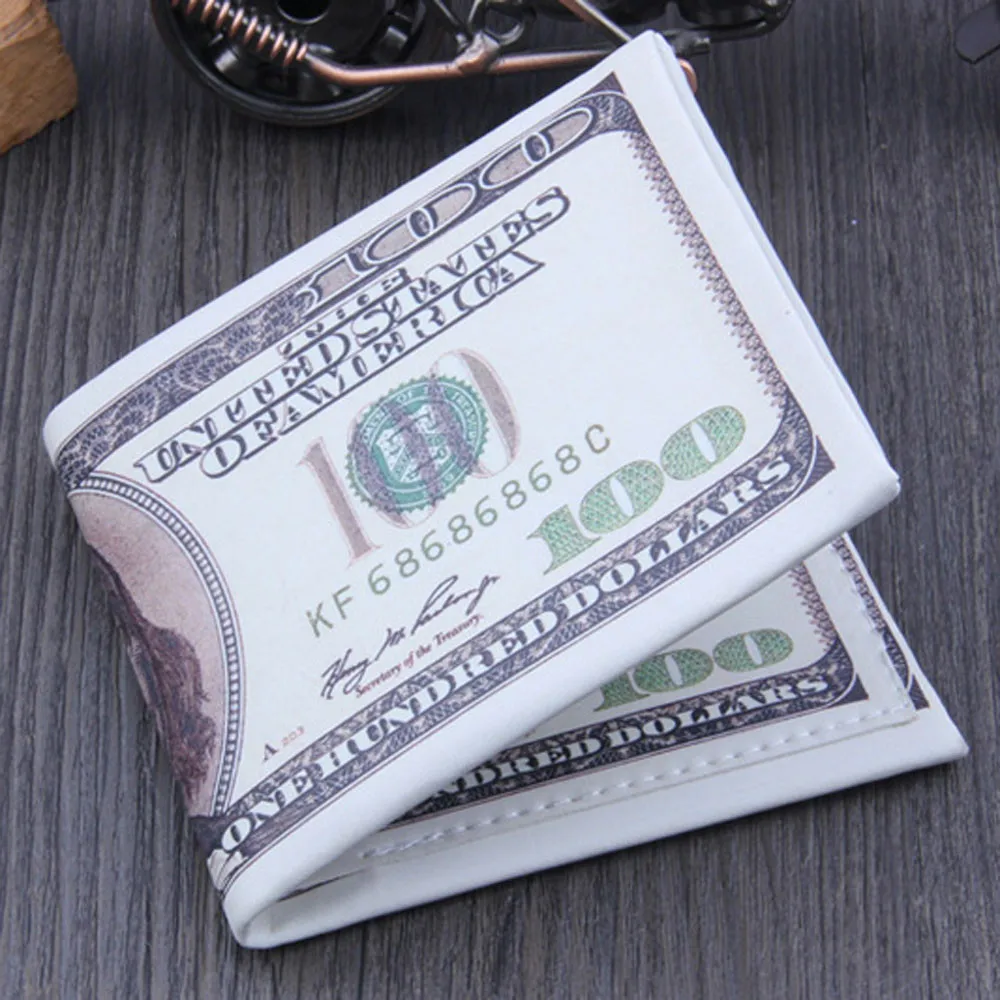 Мужской кожаный кошелек для мальчиков с узором 100 долларов США Модный складной