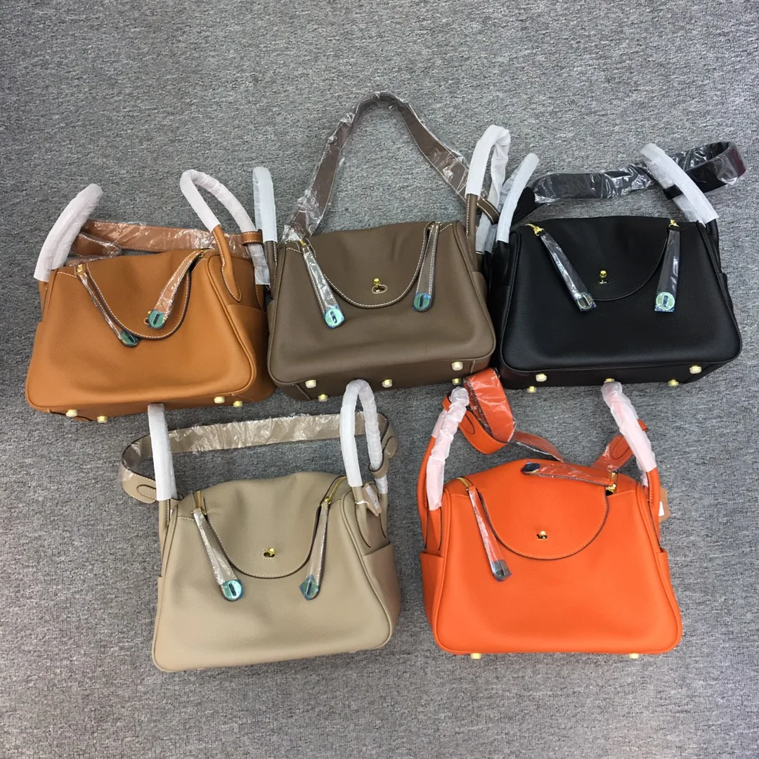 

free shipping gold hardware fashion and classic genuine cow leather women one shoulder bag crossbody bag 9 color 19cm 26cm 30cm