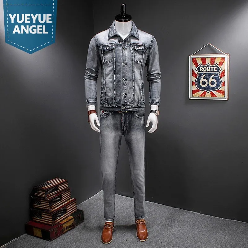 Women Mens Denim Two Piece Outfits Fashion Slim Elastic Black Single Breasted Jeans Jacket Full Length Pencil Pants Plus Size
Women Mens Denim Two Piece Outfits Fashion Slim Elastic Black Single Breasted Jeans Jacket Full Length Pencil Pants Plus Size