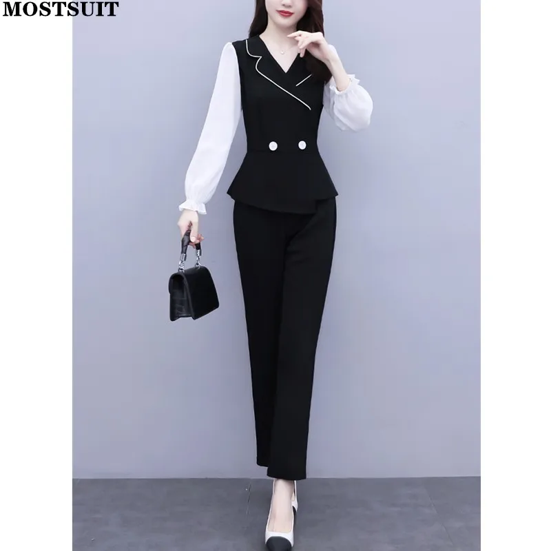 Workwear Fashion Two Piece Pant Sets Women Notched Collar Tops & Suit Pants Outfits Ol Style Elegant Female Pant Suits 2022
Workwear Fashion Two Piece Pant Sets Women Notched Collar Tops & Suit Pants Outfits Ol Style Elegant Female Pant Suits 2022
