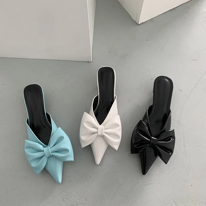 Pointed Toe Shallow Slip On Ladies Sandals Slides Summer Big Bow Slides Slippers Thin Low Heels Mules Shoes Dress Size 35-39
Pointed Toe Shallow Slip On Ladies Sandals Slides Summer Big Bow Slides Slippers Thin Low Heels Mules Shoes Dress Size 35-39