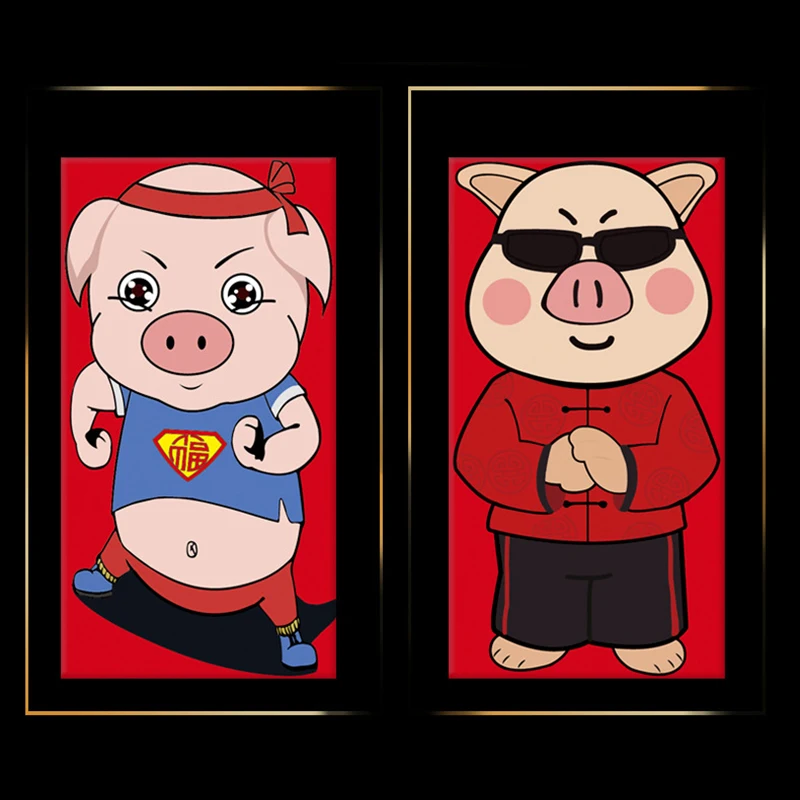 6Pcs Cartoon Pig Patterns New Year Red Envelope Lucky Money Chinese Style Paper Envelops Gift | Канцтовары для офиса и дома