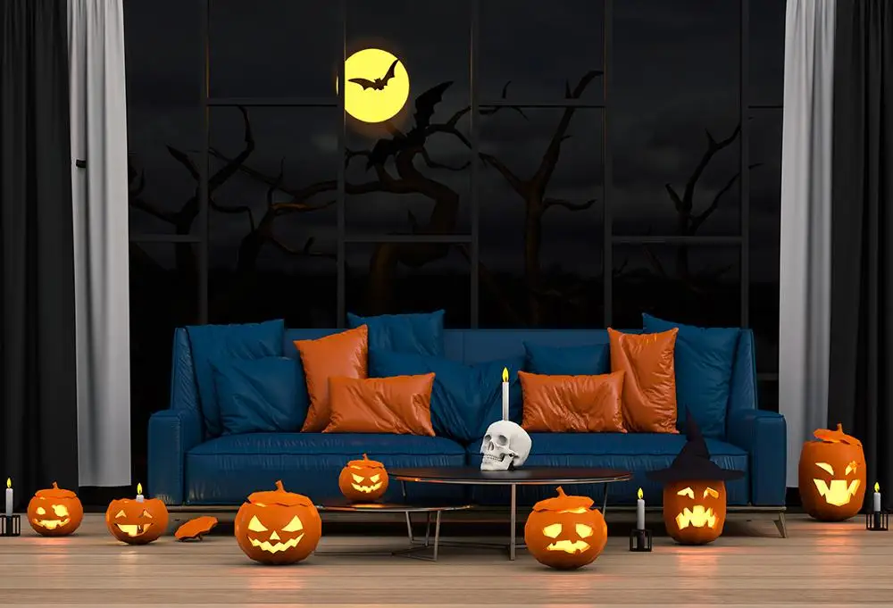 Halloween Photography Background Pumpkin sofa Room Interior Scene Candle Window Moon night Backdrops Photo Studio props
Halloween Photography Background Pumpkin sofa Room Interior Scene Candle Window Moon night Backdrops Photo Studio props