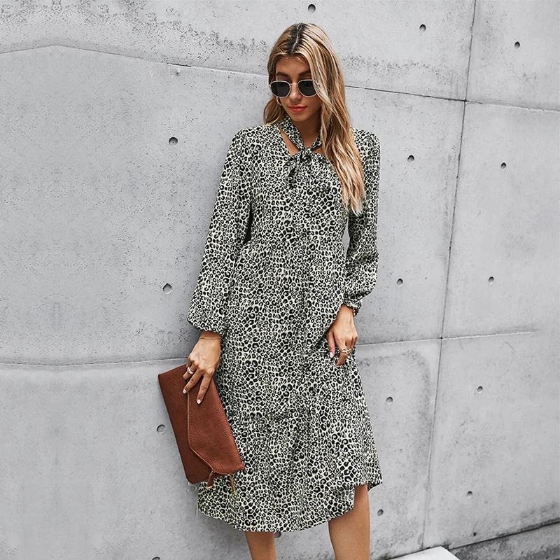 Leopard Long Dress Women Casual Autumn Winter Full Sleeve High Waist Print Mid-Calf Dress For Women 2021 New
Leopard Long Dress Women Casual Autumn Winter Full Sleeve High Waist Print Mid-Calf Dress For Women 2021 New