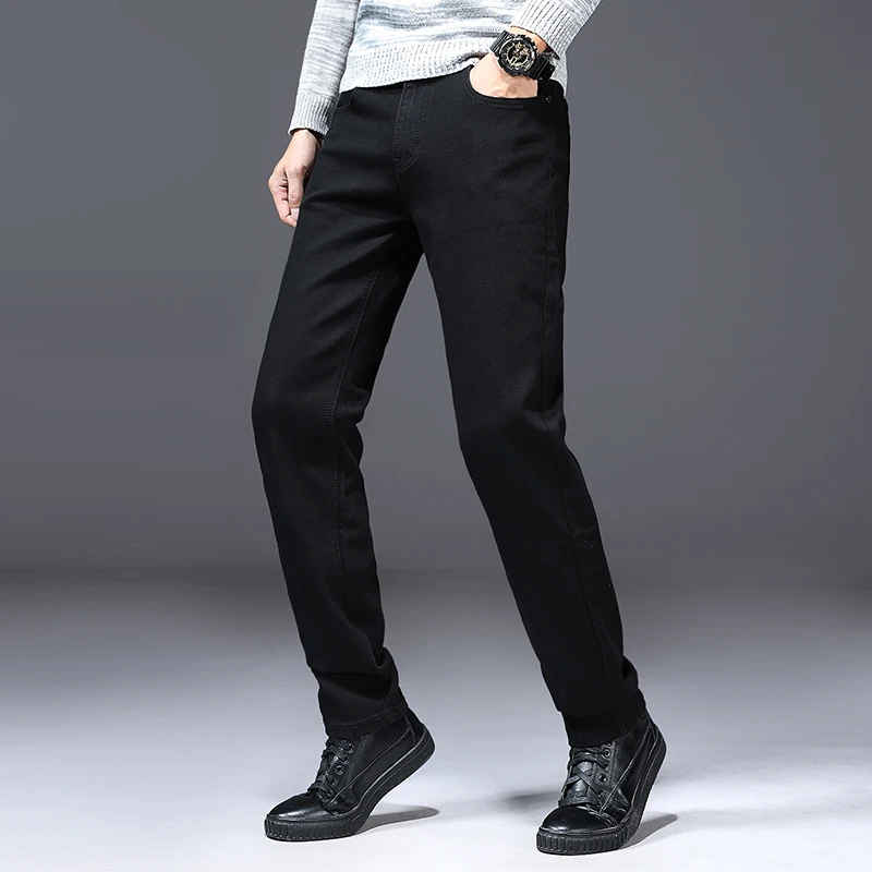 Классические черные Стрейчевые джинсы 2021 новый стиль деловой модные облегающие