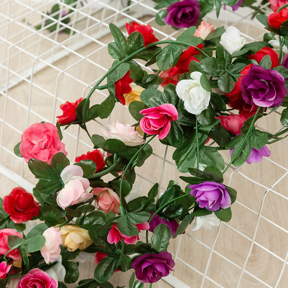 Silk Artificial Rose Vine Hanging Flowers for Wall Decoration Rattan Fake Plants Leaves Garland Romantic Wedding Home Decoration
Silk Artificial Rose Vine Hanging Flowers for Wall Decoration Rattan Fake Plants Leaves Garland Romantic Wedding Home Decoration