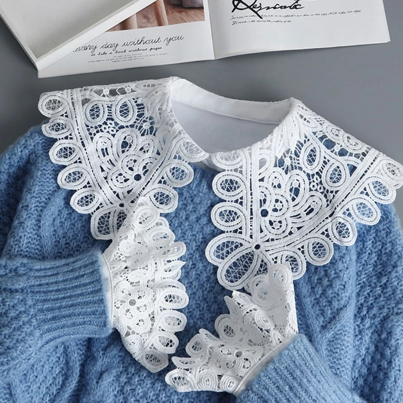 Women 2Pcs Hollow Lace Large Lapel False Collar with Fake Sleeves Wristband Set Dropshipping
Women 2Pcs Hollow Lace Large Lapel False Collar with Fake Sleeves Wristband Set Dropshipping