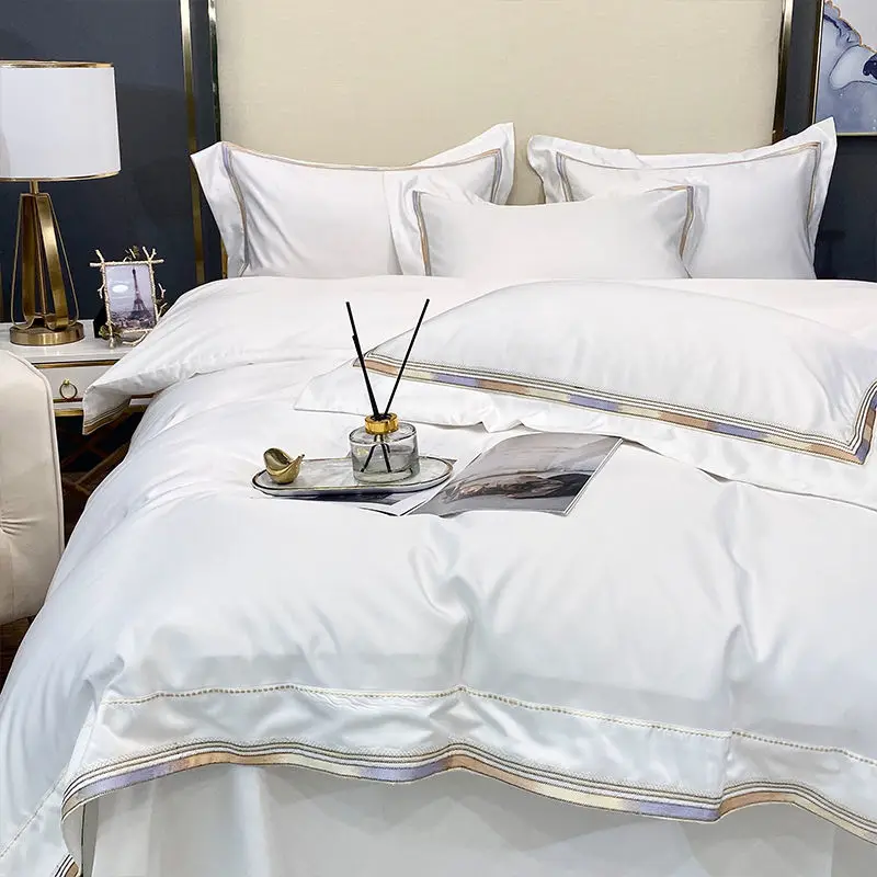 Silk Bedding Set 4 Pcs Double-sided Embroidery Bed Sheet Comfortable Smooth Quilt Cover Flat/Fitted Bed Sheet With Pillowcase
Silk Bedding Set 4 Pcs Double-sided Embroidery Bed Sheet Comfortable Smooth Quilt Cover Flat/Fitted Bed Sheet With Pillowcase