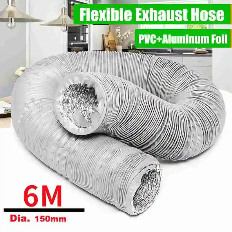 6M 150MM Exhaust Pipe Flexible Air Conditioner Spare Parts Vent Hose Aluminum Foil Lampblack Machine Exhaust Hose
6M 150MM Exhaust Pipe Flexible Air Conditioner Spare Parts Vent Hose Aluminum Foil Lampblack Machine Exhaust Hose