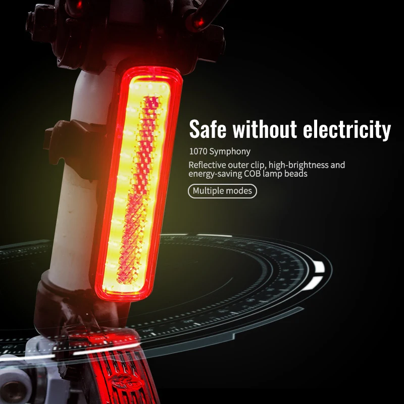 

Bicycle Tail Light LED Safety Warning USB Rechargeable COB Lamp Beads 7 Colors 14 Lighting Modes Ipx6 Waterproof Car Lights
