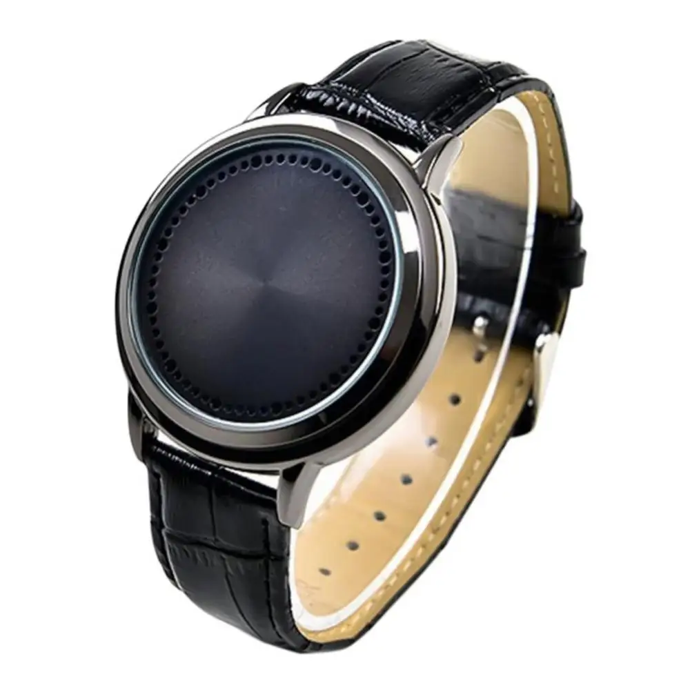 Мужские кварцевые часы со светодиодной подсветкой круглым циферблатом и