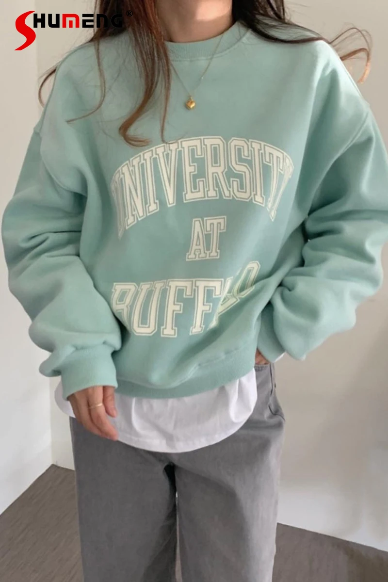 Korean Green Letters Printed Casual Hoody Coat Women 2021 Spring Loose Round Neck Long Sleeve Velvet Pullover Student Sweatshirt
Korean Green Letters Printed Casual Hoody Coat Women 2021 Spring Loose Round Neck Long Sleeve Velvet Pullover Student Sweatshirt