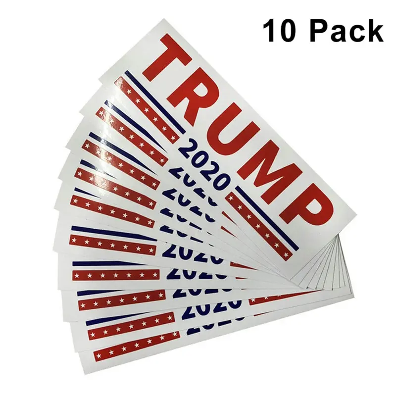 10Pcs/lot Self Adhesive Car Bumper Stickers With Lettering 2020 Donald Trump President Campaign Decal Accessories Wholesale 
10Pcs/lot Self Adhesive Car Bumper Stickers With Lettering 2020 Donald Trump President Campaign Decal Accessories Wholesale