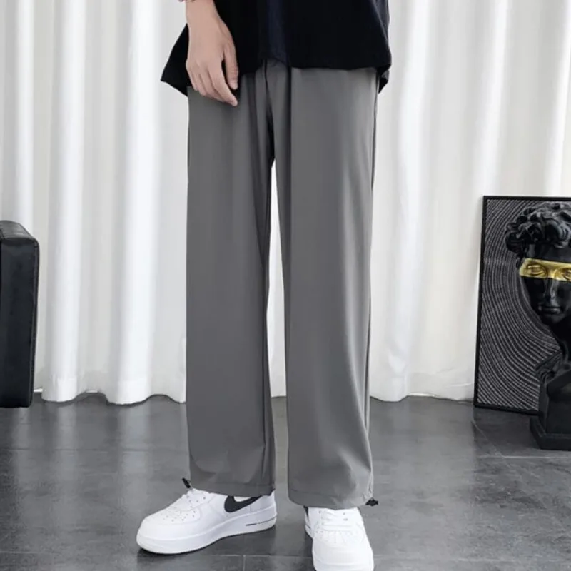 Summer Casual Pants Men's Fashion Gray Black White Wide-leg Pants Men Streetwear Loose Thin Ice Silk Pants Mens Trousers M-3XL
Summer Casual Pants Men's Fashion Gray Black White Wide-leg Pants Men Streetwear Loose Thin Ice Silk Pants Mens Trousers M-3XL