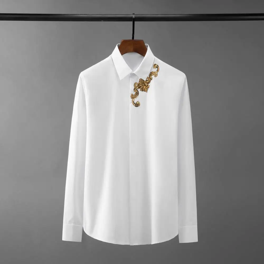 Man Shirts High Quality Long Sleeve Bead Embroidery Royal Mens Dress Shirts Fashion Slim Fit Male Shirts 4XL
Man Shirts High Quality Long Sleeve Bead Embroidery Royal Mens Dress Shirts Fashion Slim Fit Male Shirts 4XL