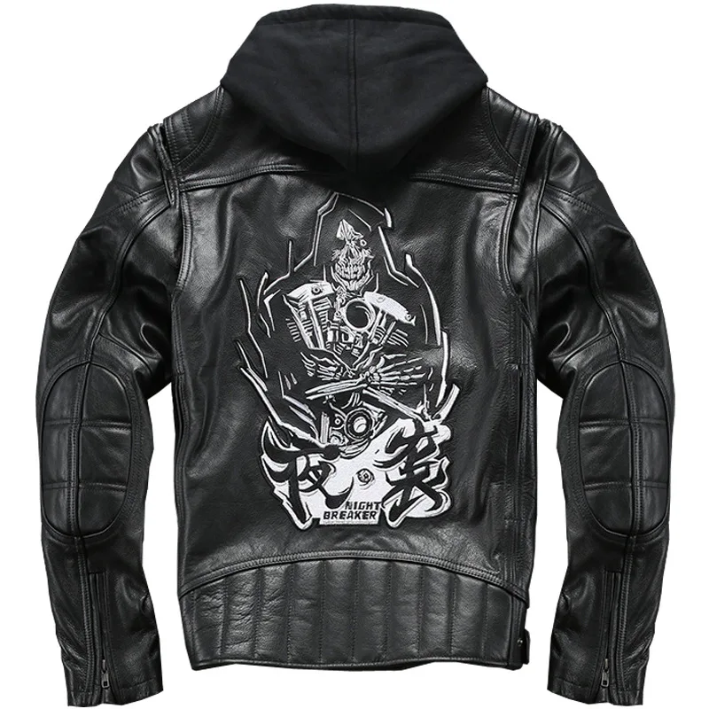2021 Vintage Men's Genuine Leather Jackets Cowhide Skull Embroidery Motorcycle Jackets Slim fit Leather Coat for Male
2021 Vintage Men's Genuine Leather Jackets Cowhide Skull Embroidery Motorcycle Jackets Slim fit Leather Coat for Male