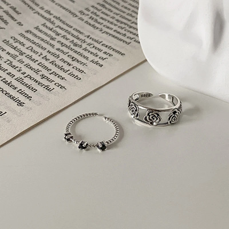 

Женское Открытое кольцо Dreamhonor, винтажное Подарочное ювелирное изделие из стерлингового серебра 925 пробы с цветком розы в ретро стиле, 2021