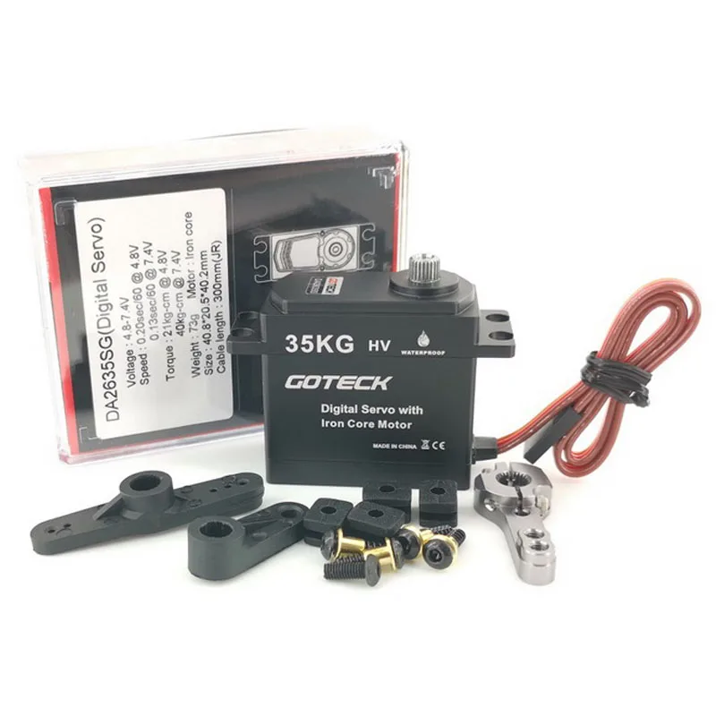 Goteck DA2635SG 35KG Waterproof High Pressure High Speed Aluminum Alloy Digital Servo for RC Fixed Wing Aircraft Helicopter Ship
Goteck DA2635SG 35KG Waterproof High Pressure High Speed Aluminum Alloy Digital Servo for RC Fixed Wing Aircraft Helicopter Ship