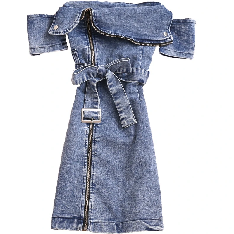 Summer Denim Dress 2021 Women short Sleeve Sashes Jean Dress Women Zipper Slash neck pencil dress
Summer Denim Dress 2021 Women short Sleeve Sashes Jean Dress Women Zipper Slash neck pencil dress