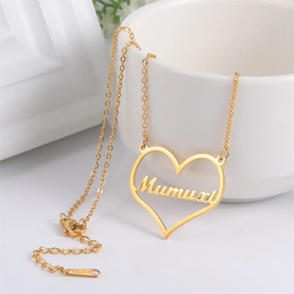 Lemegeton Personalized Name Heart Necklace Customized For Women Couple Stainless Steel Necklaces Charm Nameplate Bijoux Femme
Lemegeton Personalized Name Heart Necklace Customized For Women Couple Stainless Steel Necklaces Charm Nameplate Bijoux Femme