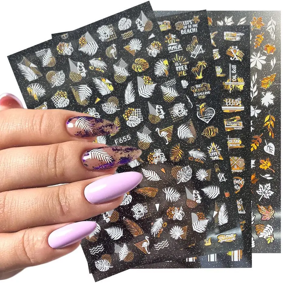 1PC Nail Sticker Decoration Slider White Holographic Gold Leaf 3D Adhesive Decal Summer Nail Art Design Polish Wraps
1PC Nail Sticker Decoration Slider White Holographic Gold Leaf 3D Adhesive Decal Summer Nail Art Design Polish Wraps