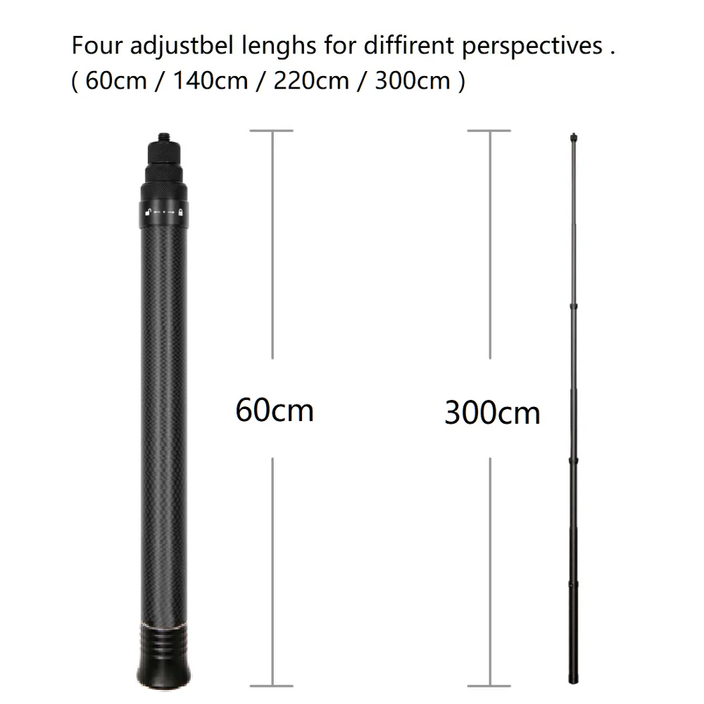 Сверхдлинный монопод для селфи из углеродного волокна 3 м невидимый Insta360 ONE X2 R X