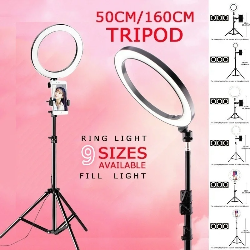 Youtube LED Selfie photography ring light Dimmable LED studio ligh Phone Video Light Lamp With 50/160cm Tripod
Youtube LED Selfie photography ring light Dimmable LED studio ligh Phone Video Light Lamp With 50/160cm Tripod