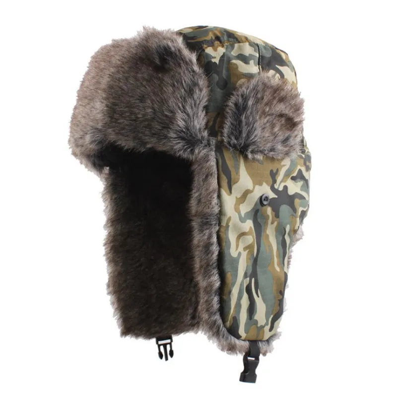 XdanqinX Winter Warm Camouflage Cap Velvet Thick Women's Bomber Hat Cycling Windproof Men Earmuffs Couple Ski | Аксессуары для
