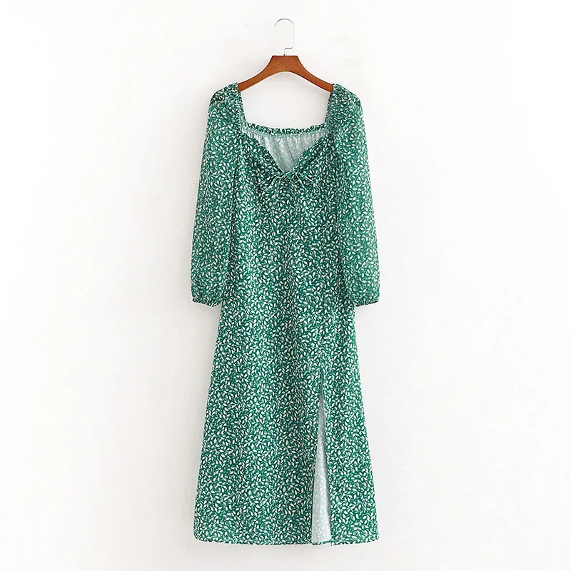 2021 Spring Vintage Long Sleeve Green Floral Dress Women Autumn Winter Slit Long Maxi Dress 2020 Leaf Print Boho Dress Vestidos
2021 Spring Vintage Long Sleeve Green Floral Dress Women Autumn Winter Slit Long Maxi Dress 2020 Leaf Print Boho Dress Vestidos