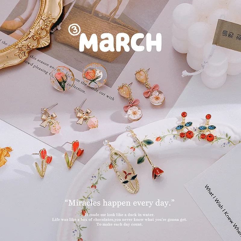 New Korean Version Of Spring Flower Bow Earrings Rose Cherry Earrings Ins Style Sweet Retro Ear Stud
New Korean Version Of Spring Flower Bow Earrings Rose Cherry Earrings Ins Style Sweet Retro Ear Stud