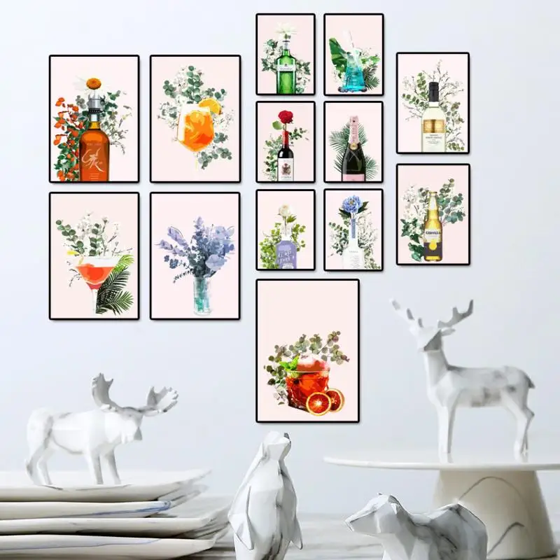 Wine and Flowers Nordic Posters Wall Art Cocktail Champagne Juice Drinks Canvas Painting Home Decor For Dining Room Living Room
Wine and Flowers Nordic Posters Wall Art Cocktail Champagne Juice Drinks Canvas Painting Home Decor For Dining Room Living Room