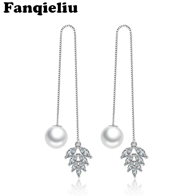 Fanqieliu Long Ear Line Sterling 925 Silver Chain Pearl Drop Earrings For Women Olive Leafs Dangle Earrings FQL193266
Fanqieliu Long Ear Line Sterling 925 Silver Chain Pearl Drop Earrings For Women Olive Leafs Dangle Earrings FQL193266