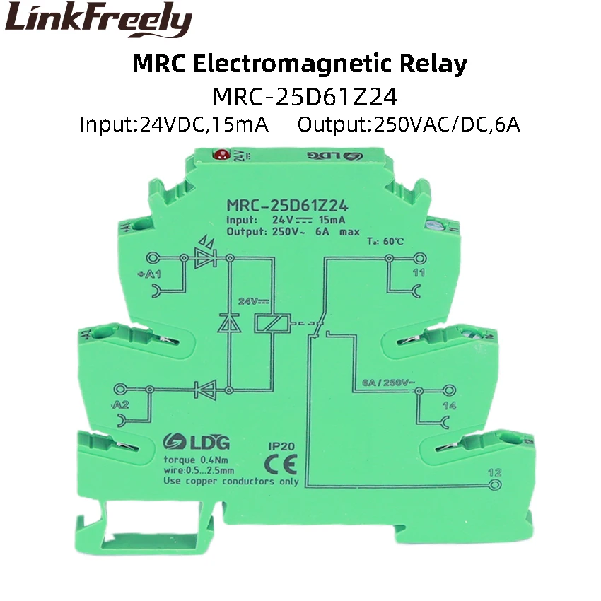 MRC-25D61Z24 Coil 24VDC Electromagnetic Relay Board 6A 250VAC/DC Load Smart PLC Interface Voltage Controller Relay Din Rail Mini
MRC-25D61Z24 Coil 24VDC Electromagnetic Relay Board 6A 250VAC/DC Load Smart PLC Interface Voltage Controller Relay Din Rail Mini
