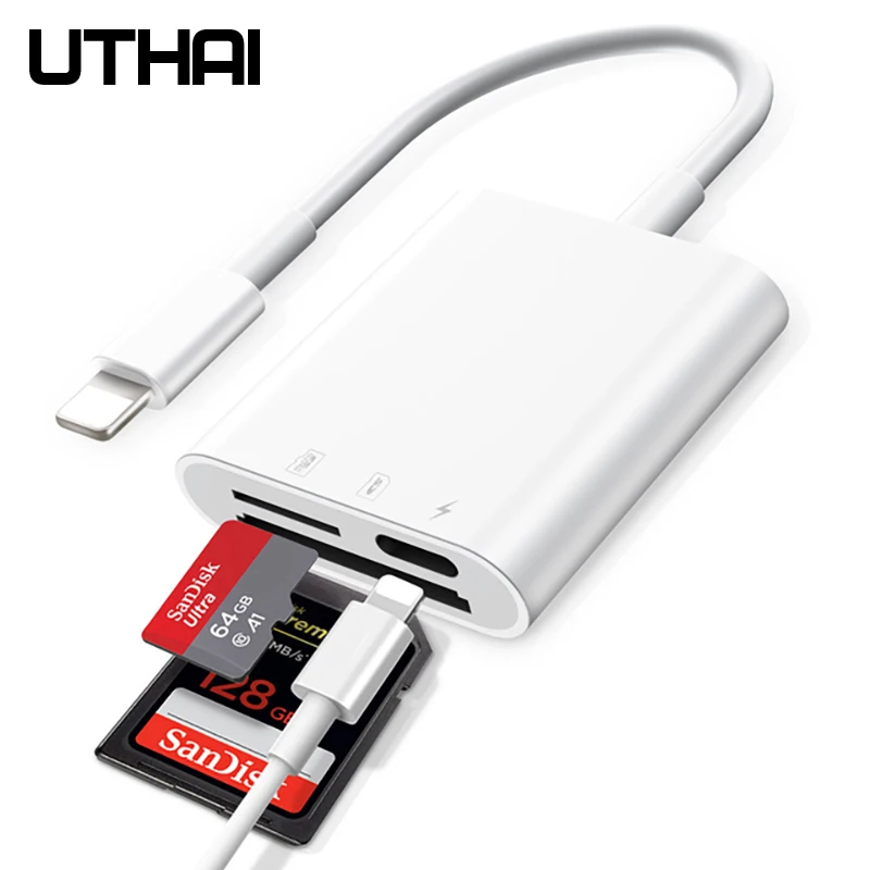 Фото Флэш накопитель UTHAI C11 Lightning 4 в 1 устройство для чтения карт SD TF USB C на MicroUSB Type Iphone 7 8