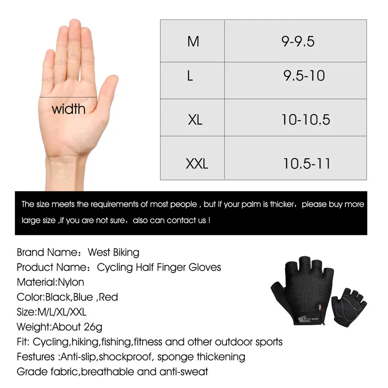 WEST BIKING Breathable Half Finger Cycling Gloves Anti Slip Pad Motorcycle MTB Road Bike Gloves Men Women Sports Bicycle Gloves 
WEST BIKING Breathable Half Finger Cycling Gloves Anti Slip Pad Motorcycle MTB Road Bike Gloves Men Women Sports Bicycle Gloves