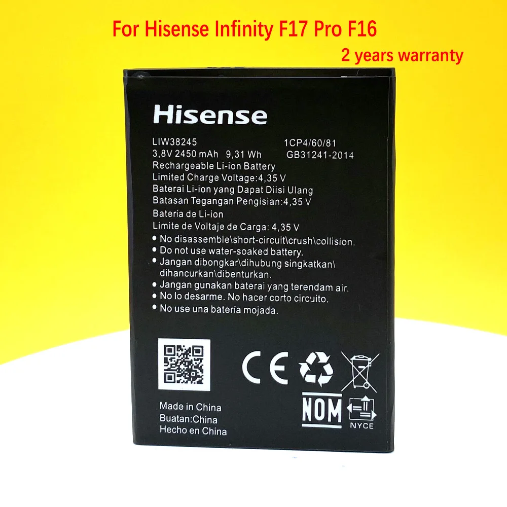 Новый оригинальный аккумулятор для смартфона Hisense Infinity F17 Pro F16 2450 мАч 3 8 в