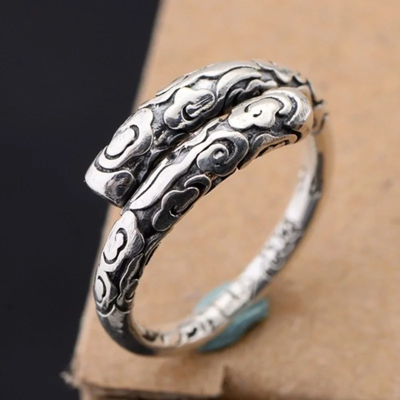 Sterling Silver Ring Fine Silver Luck Bless Cloud Pattern Band Ring 6mmW Open Size Gift For Adult
Sterling Silver Ring Fine Silver Luck Bless Cloud Pattern Band Ring 6mmW Open Size Gift For Adult